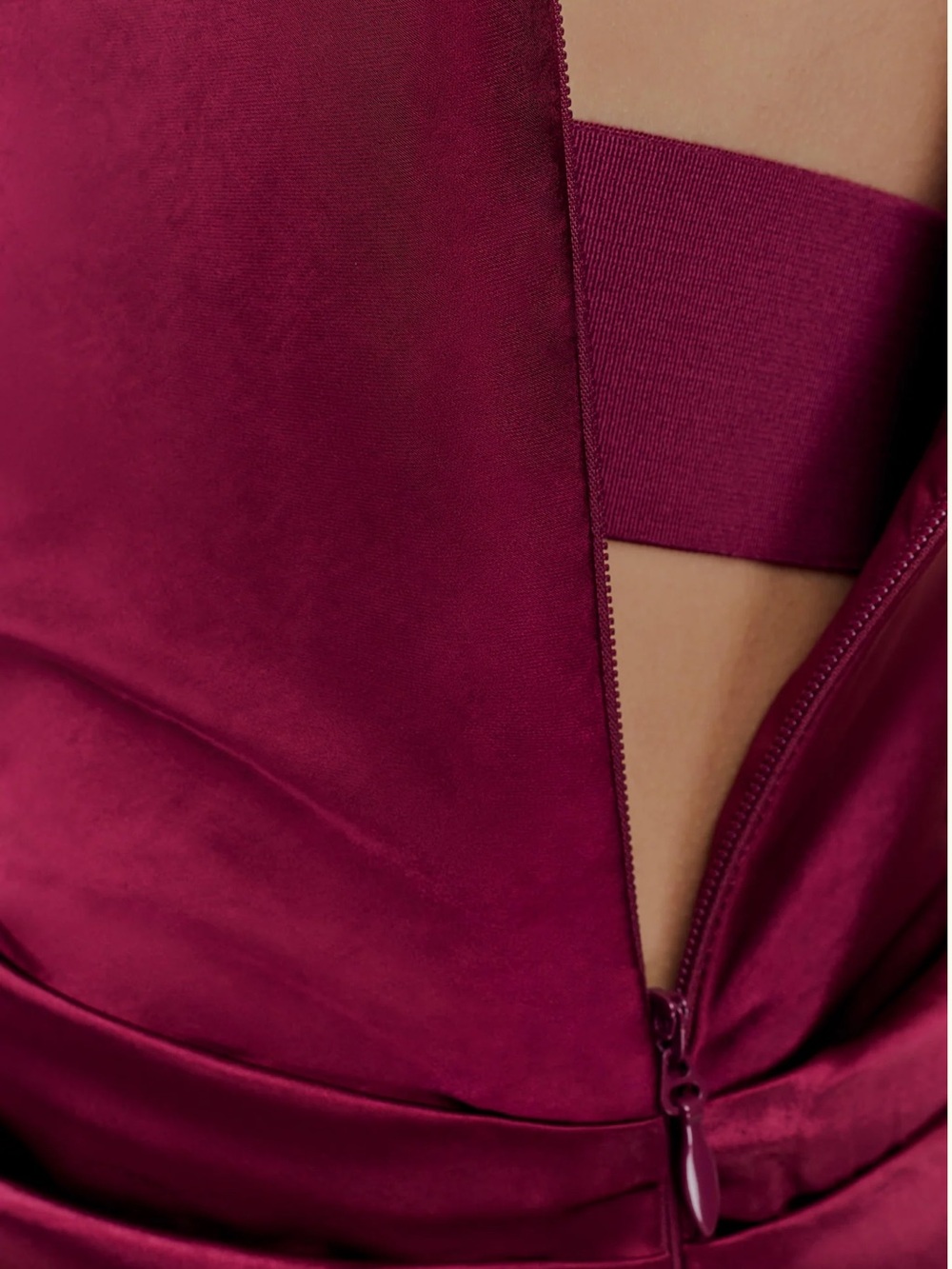 NWT Meshki One-Shoulder Satin Maxi Dress in Mahogany - Picture 6 of 7